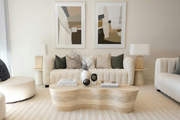 Bright living room of a landed rental home