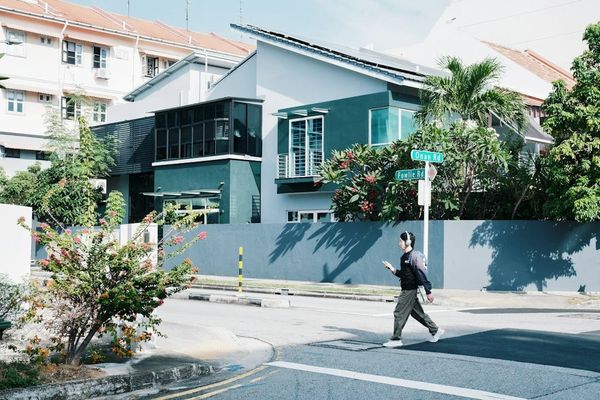 Modern terrace house facade in District 19