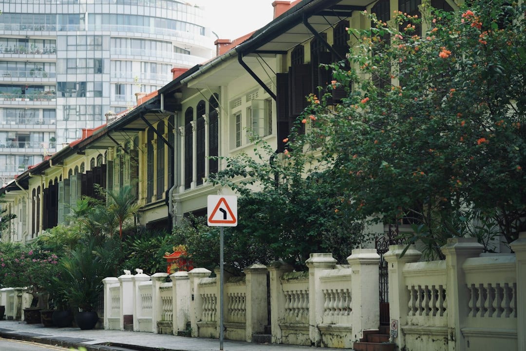 Mature landed street in Serangoon Gardens with terrace houses and greenery